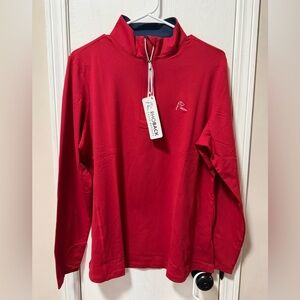 Rhoback Red Polo Q-zip with Navy Contrast Collar